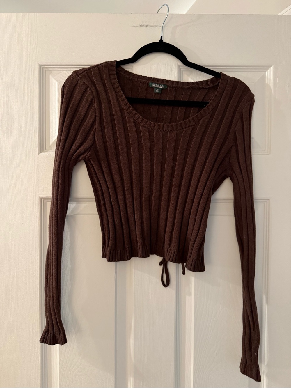 wild fable Chocolate Ribbed Crop Sweater